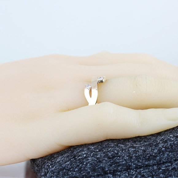 Unique 10k Yellow Gold Diamond Brushed Angular Ring - Picture 5 of 6